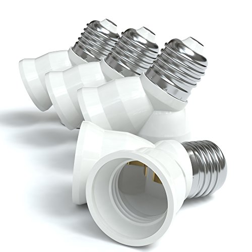 Eazy CASE 8X Lampensockel Adapter - Konverter Y-Form für E27 Fassung auf 2X E27 Lampenadapter für LED-/Halogen- und Energiesparlampen Sockeladapter, weiß von EAZY CASE