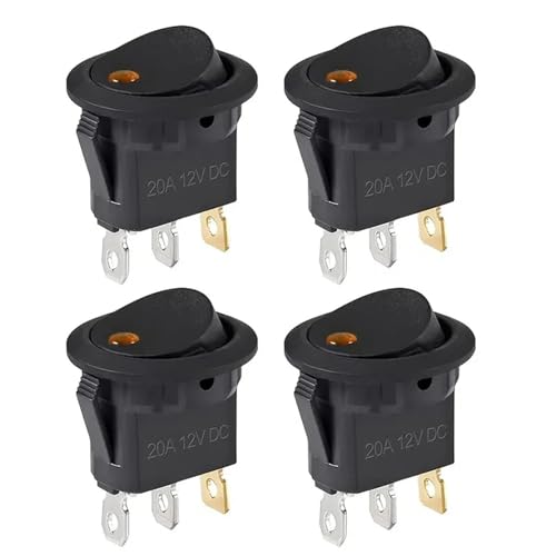 EBAYTV Marineschalter, 4 Stück beleuchteter Wippschalter, wasserdicht, DC 12 V, 20 A, rund, Wippschalter, 3-polig, Kippschalter for Auto, Auto, Boot, LKW(Orange) von EBAYTV