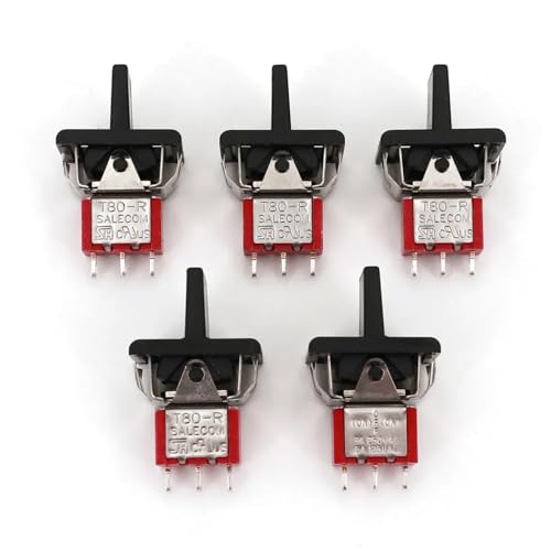 EBAYTV Marineschalter, 5 Stücke SH T80-R Serie R8016A-P14 3Pin Momentary MOM-Off-MOM Selbstrückkehr SPDT Mini Wippschalter und Paddelschalter(5Pcs Black) von EBAYTV