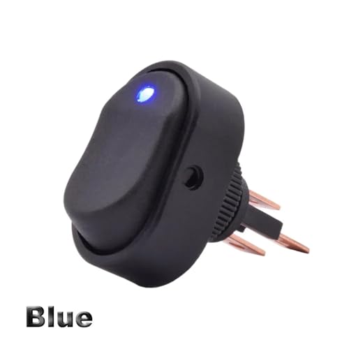 EBAYTV Marineschalter, 5 Teile/los 30A 12VDC Heavy Duty ASW-20D Auto Boot Auto Push Button Rocker Schalter AUF Off Mit Dot LED Licht Rot grün Blau Gelb(Blue LED) von EBAYTV