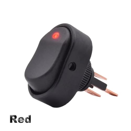 EBAYTV Marineschalter, 5 Teile/los 30A 12VDC Heavy Duty ASW-20D Auto Boot Auto Push Button Rocker Schalter AUF Off Mit Dot LED Licht Rot grün Blau Gelb(Rood) von EBAYTV
