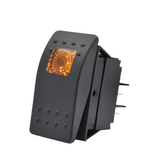 EBAYTV Marineschalter, 5 stücke wasserdichte Auto Boot Marine Kippschalter Wippschalter DPST 4pin On Off Beleuchtet LED Licht Lampe Bar Taste Schalter(Yellow) von EBAYTV