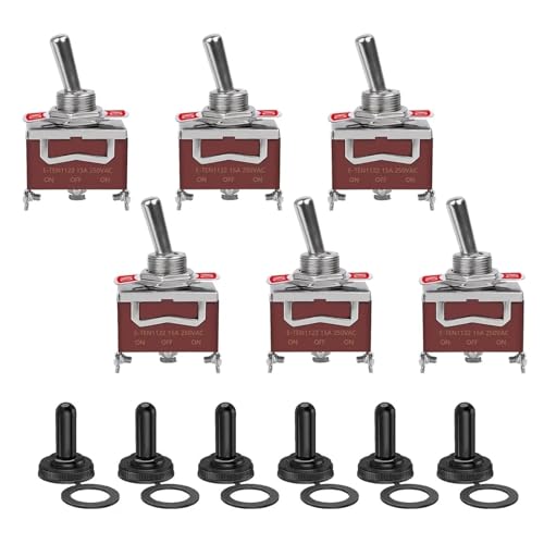 EBAYTV Marineschalter, 6er-Pack Kippschalter, 3-polig, 12 V DC 30 A/250 V AC 15 A, robuster SPDT-EIN-/Aus-Schalter, wasserdichter Marine-Kippschalter mit EBAYTV Marineschalter, 6er-Pack Kippschalter, 3-polig, 12 V DC 30 A/250 V AC 15 A, robuster SPDT-EIN-/Aus-Schalter, wasserdichter Marine-Kippschalter mit von EBAYTV