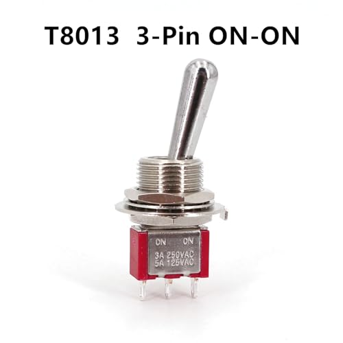 EBAYTV Marineschalter, Salecom SH T80-T Z1 Großer Mini-Kippschalter mit langem Griff, 12 mm, Plattenmontage, 5 A/125 VAC(T8013 ON-ON) von EBAYTV