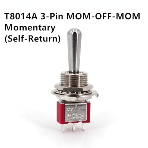 EBAYTV Marineschalter, Salecom SH T80-T Z1 Großer Mini-Kippschalter mit langem Griff, 12 mm, Plattenmontage, 5 A/125 VAC(T8014A MOM-Off-MOM) von EBAYTV