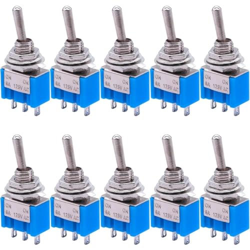 Marineschalter, 10 Stück SPDT Mini-Kippschalter 3-polig 2 Positionen EIN/EIN Miniatur-Kippschalter 6A 125V AC Kippschalter MTS-102 Marineschalter, 10 Stück SPDT Mini-Kippschalter 3-polig 2 Positionen EIN/EIN Miniatur-Kippschalter 6A 125V AC Kippschalter MTS-102 von EBAYTV