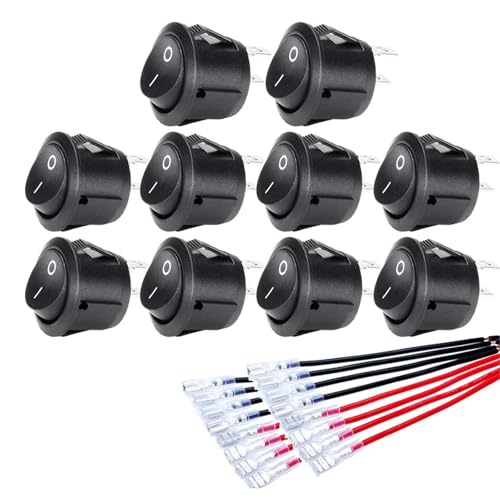 Marineschalter, 10 stück EIN/AUS Runder Wippschalter MINI Kippschalter 2 Pin SPST Druckschalter Mit Drähten for Auto Auto RV Boot Marineschalter, 10 stück EIN/AUS Runder Wippschalter MINI Kippschalter 2 Pin SPST Druckschalter Mit Drähten for Auto Auto RV Boot von EBAYTV