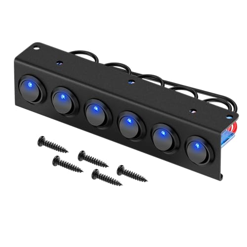 Marineschalter, 12-V-Bootsschalter-Panel, 12-V-Wippschalter, 6-Gang-Kippschalter, 20 A, SPST EIN/AUS, blauer LED-Schalter for Wohnmobil, Auto, LKW, Marine Marineschalter, 12-V-Bootsschalter-Panel, 12-V-Wippschalter, 6-Gang-Kippschalter, 20 A, SPST EIN/AUS, blauer LED-Schalter for Wohnmobil, Auto, LKW, Marine von EBAYTV