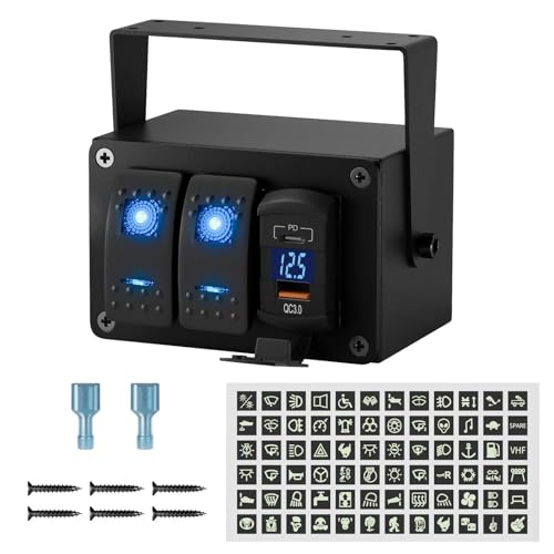 Marineschalter, 2-Gang-Wippschalterkasten, wasserdicht, 12 V, LED-Lichtleiste, Schaltfeld SPST EIN/AUS, mit zwei USB-Steckdosen for Boote, Marine, Automobile Marineschalter, 2-Gang-Wippschalterkasten, wasserdicht, 12 V, LED-Lichtleiste, Schaltfeld SPST EIN/AUS, mit zwei USB-Steckdosen for Boote, Marine, Automobile von EBAYTV