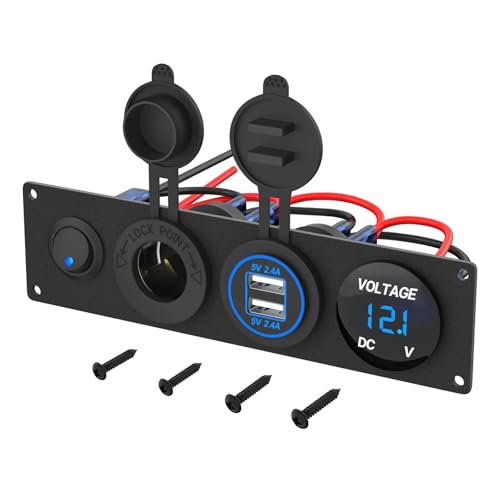 Marineschalter, 4-in-1-Ein-/Aus-Ladebuchsenfeld, Dual-USB-Steckdose, Steckdose & LED-Voltmeter & Zigarettenanzünderbuchse & LED-Schalter Marineschalter, 4-in-1-Ein-/Aus-Ladebuchsenfeld, Dual-USB-Steckdose, Steckdose & LED-Voltmeter & Zigarettenanzünderbuchse & LED-Schalter von EBAYTV
