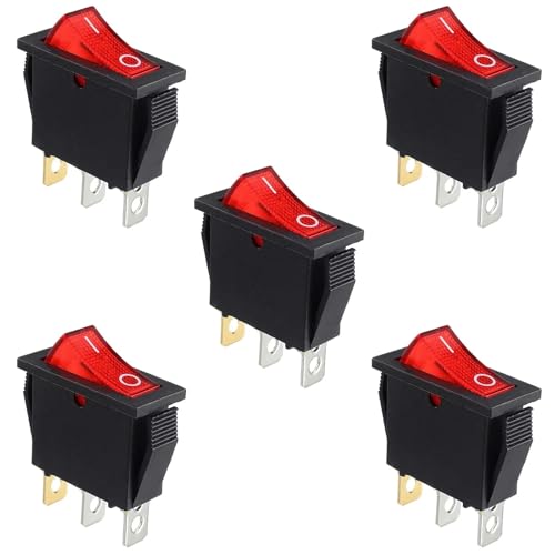 Marineschalter, 5 Stück Wippschalter, rotes Licht beleuchtet, EIN/AUS, SPST, 3-polig, 3 Positionen, Boot-Wippschalter, Schnappschalter, AC 250 V/15 A, 125 V/20 A, KCD3 Marineschalter, 5 Stück Wippschalter, rotes Licht beleuchtet, EIN/AUS, SPST, 3-polig, 3 Positionen, Boot-Wippschalter, Schnappschalter, AC 250 V/15 A, 125 V/20 A, KCD3 von EBAYTV