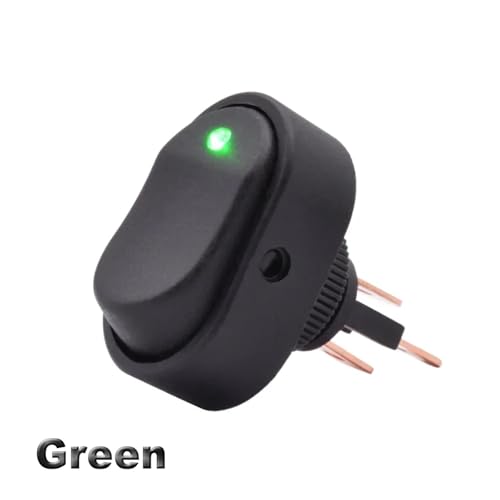 Marineschalter, 5 teile/los 30A 12VDC Heavy Duty ASW-20D Auto Boot Auto Push Button Rocker Schalter AUF OFF Mit Dot LED Licht Rot grün Blau Gelb(Green) von EBAYTV