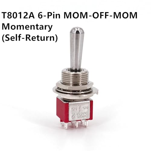 Marineschalter, Salecom SH T80-T Z1 Großer Mini-Kippschalter mit langem Griff, 12 mm, Plattenmontage, 5 A/125 VAC(T8012A MOM-OFF-MOM) von EBAYTV
