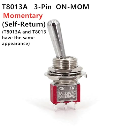 Marineschalter, Salecom SH T80-T Z1 Großer Mini-Kippschalter mit langem Griff, 12 mm, Plattenmontage, 5 A/125 VAC(T8013A ON-MOM) von EBAYTV