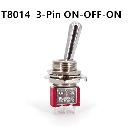 Marineschalter, Salecom SH T80-T Z1 Großer Mini-Kippschalter mit langem Griff, 12 mm, Plattenmontage, 5 A/125 VAC(T8014 ON-OFF-ON) von EBAYTV