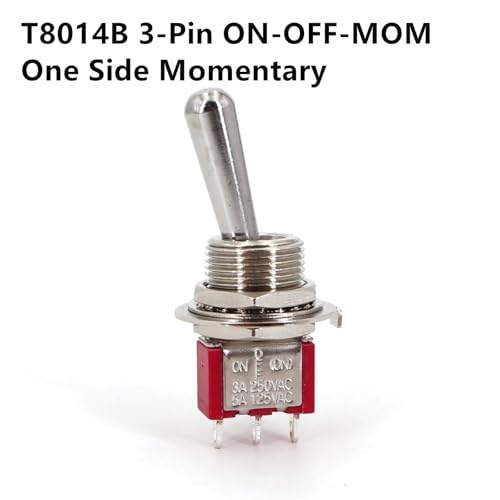 Marineschalter, Salecom SH T80-T Z1 Großer Mini-Kippschalter mit langem Griff, 12 mm, Plattenmontage, 5 A/125 VAC(T8014B ON-OFF-MOM) von EBAYTV