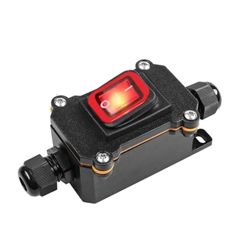 Marineschalter, Wasserdichter Schalter IP65 Regenfester und wasserdichter Schalter vom Schiffstyp for den Außenbereich, 12–24V Regenfester Anschlusskasten for den Außenbereich, Netzschalter(Rood) von EBAYTV
