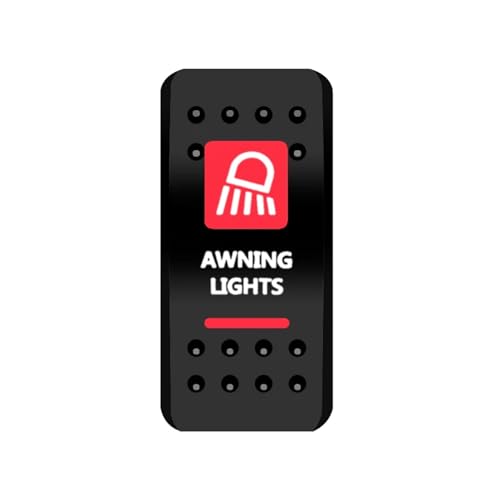 Marineschalter, Wippschalter-Abdeckkappe, rotes Fenster, beschriftet for Auto, Boot, Marine, Carling, ARB, NARVA, Kippschalter, wasserdicht(Awning Lights) von EBAYTV