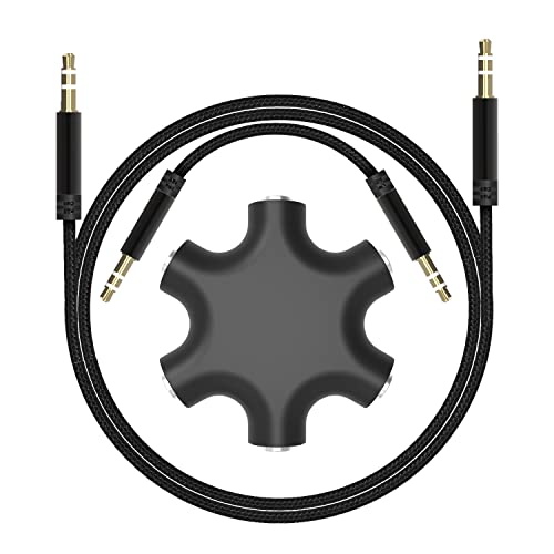 3,5 mm Multi-Kopfhörer-Audio-Splitter, 5 Buchsen, Adapter mit 3,5 mm Stereo-Kabel, 20 cm und 100 cm, 3 Stück von EBEETECH