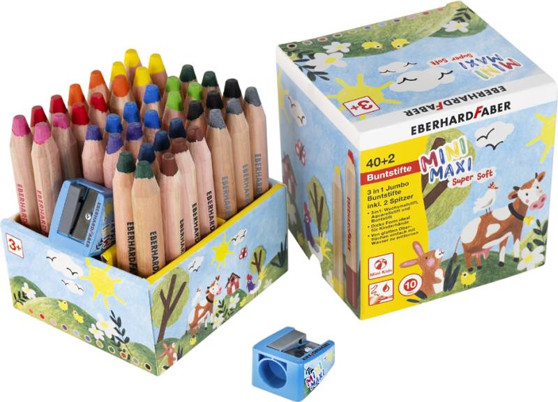EBERHARD FABER Buntstift 3in1 Jumbo MINI MAXI, 40er Box von EBERHARD FABER