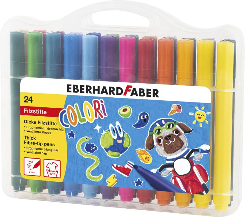 EBERHARD FABER Dicke Fasermaler COLORI, 24er Kunststoffbox von EBERHARD FABER