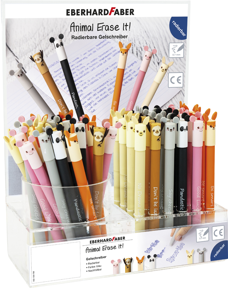 EBERHARD FABER Gelschreiber Animal Erase it!, 72er Display von EBERHARD FABER
