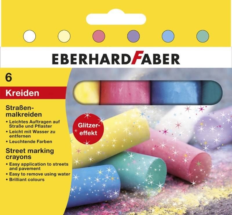 EBERHARD FABER Straßenmalkreide Glitzer, 6er Kartonetui von EBERHARD FABER
