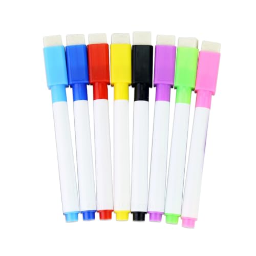 EBHO 8 Stück Whiteboard Stifte,Folienstift Abwischbar,Radiergummi-Tafel, Magnetstift, Löschbarer Whiteboard-Marker, Löschbarer Marker, Sortierte Farben von EBHO