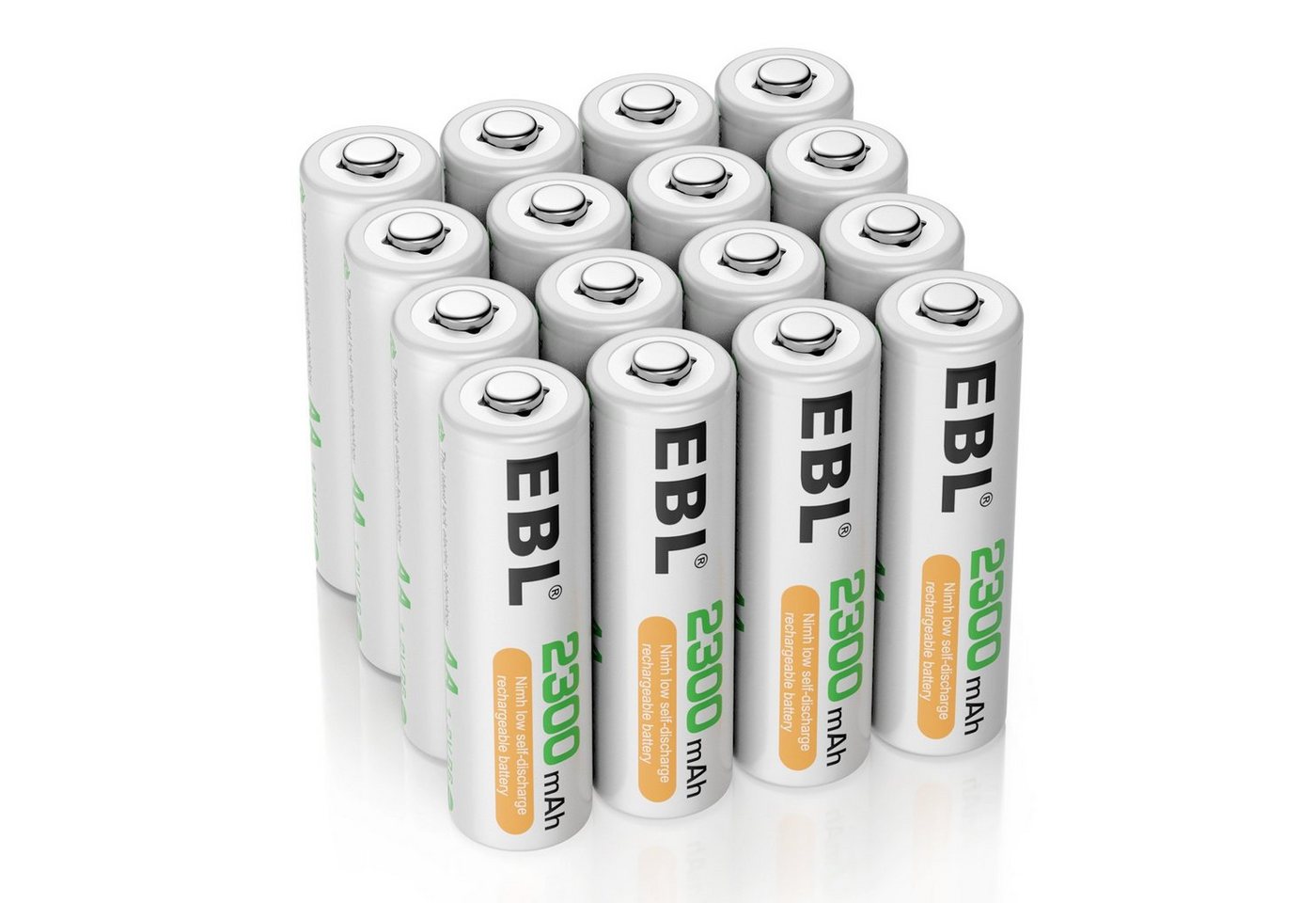 EBL 16 Stück AAA Batterien Micro NiMH Akku 2300 mAh,1.2 V Akku von EBL