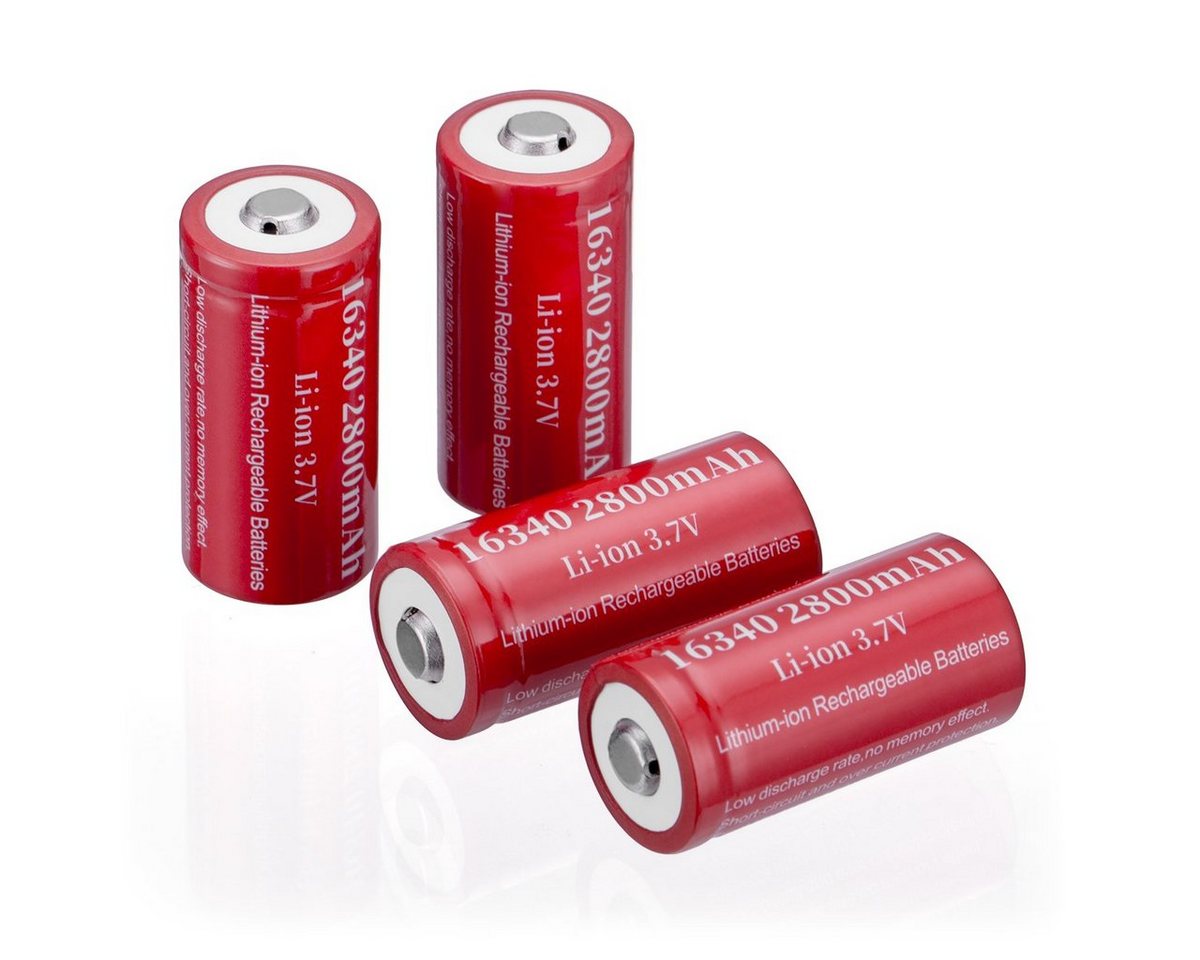 EBL 16340 Li-Ion Akku CR123A 3.7 V Wiederaufladbar Batterien Akku (3.7 V, 4 St), für Photo und den universellen Einsatz, Akku 2800 mAh von EBL