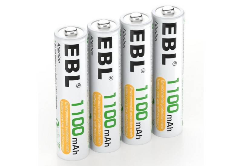 EBL 4 Stück AAA Batterien Micro NiMH Akku 1100 mAh,1.2 V Akku AAA (1,2 V) von EBL