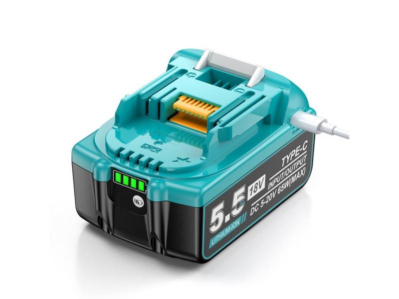 EBL 5.5Ah akku für Makita Akku 18V: Li-ion Ersatz Original Werkzeugakku Akku 5500 mAh (1 St), Kompatibel BL1850B BL1860B 194205-3 von EBL
