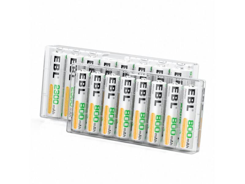 EBL 8 AA + 8 AAA Akku Set - 16 Stück, Ni-MH wiederaufladbare Batterien Akku-Set von EBL