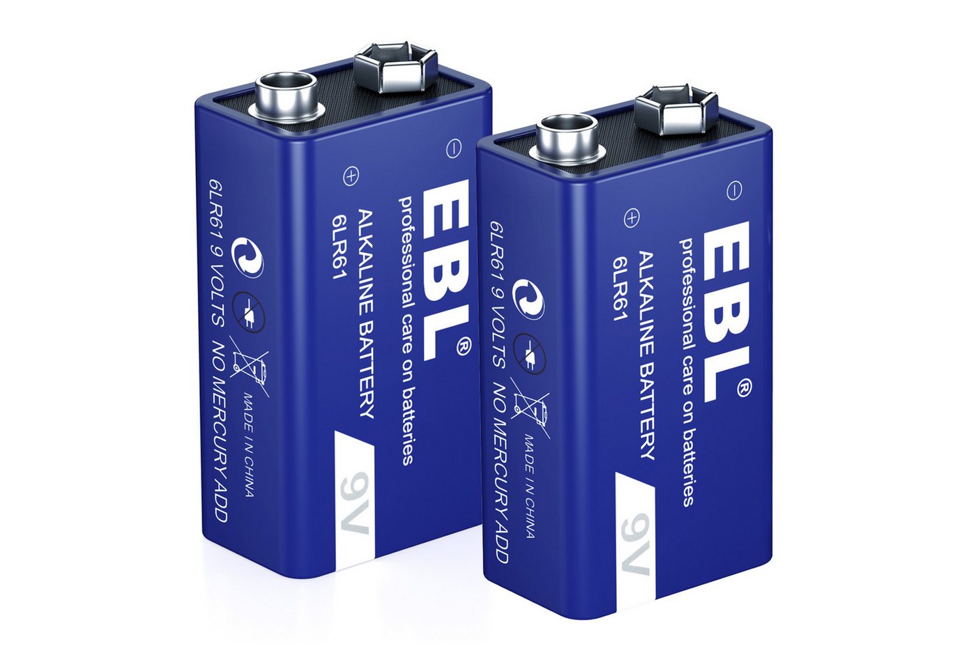EBL 9V Block (6LR61) Maximum Power Alkaline-Batterien - Ultra-langlebig Batterie von EBL