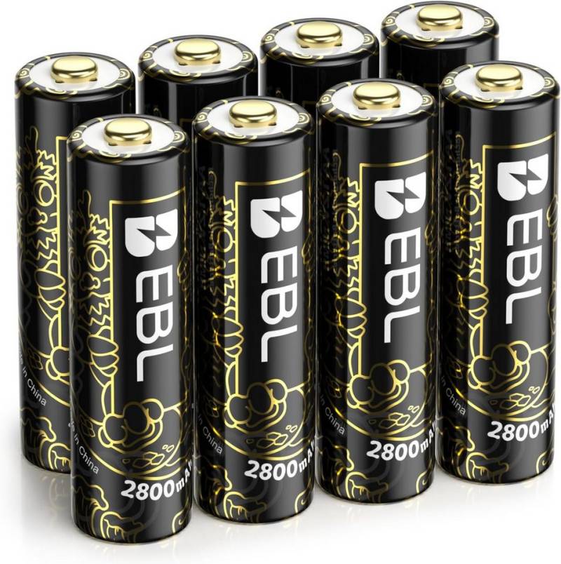 EBL AA Akku 2800mAh - extra für Jahr Loong 8 Stück Akku AAA 1100 mAh von EBL