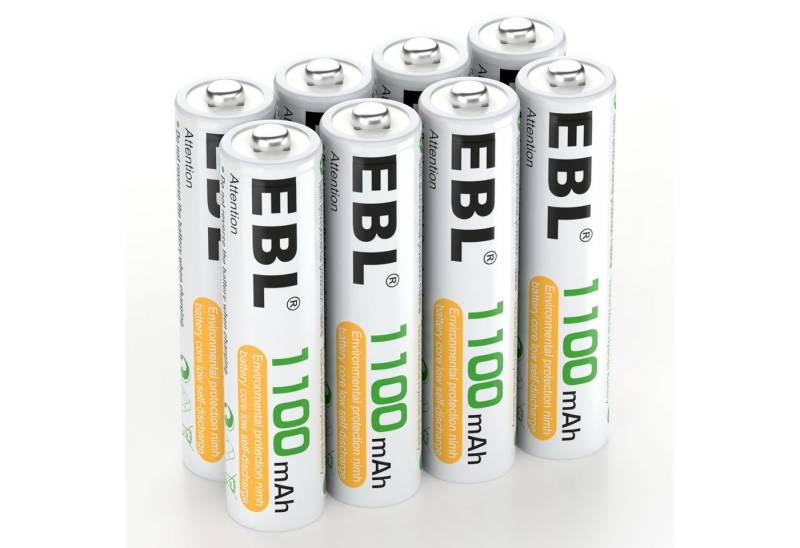 EBL AAA Akku 1100mAh 8 Stück - wiederaufladbare Batterien,Typ NI-MH Akku (1,2 V) von EBL