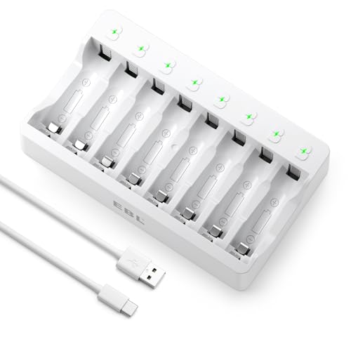 EBL Akku Ladegerät für AAA AA NI-MH, NI-CD Akkus 8 Fach Batterie Ladegerät, Schnell Ladegerät mit LED Anzeige Typ 9010 EBL Akku Ladegerät für AAA AA NI-MH, NI-CD Akkus 8 Fach Batterie Ladegerät, Schnell Ladegerät mit LED Anzeige Typ 9010 von EBL