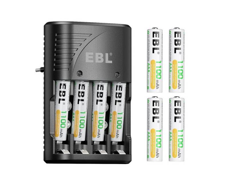 EBL Akku Ladegerät mit 8x 1100mAh AAA Akku Akku-Ladestation (1-tlg., für NI-MH AA/AAA Akku Schnell Ladegerät) von EBL