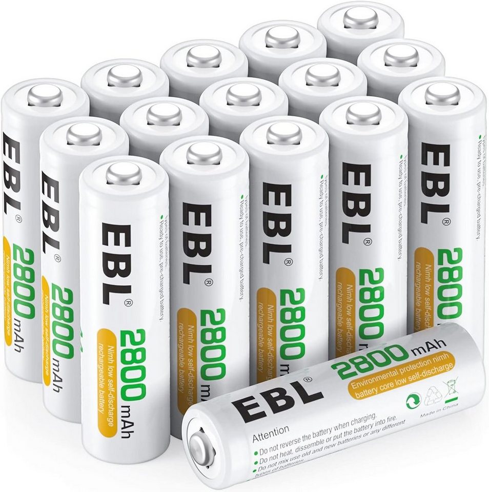 EBL Vorgeladener AAA 1100mAh Mignon NiMH Akku AA 2800mAh wiederaufladbar Batterie, (1,2 V) von EBL