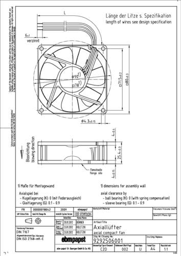 EBM Papst 8412 NLE Axiallüfter 12 V/DC 33 m³/h (L x B x H) 80 x 80 x 25mm von EBM Papst