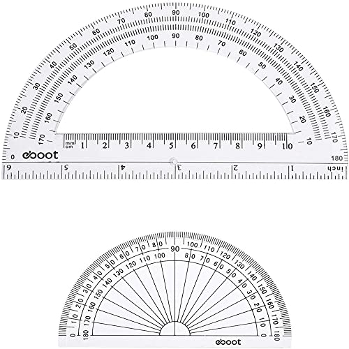 eBoot Winkelmesser, aus Kunststoff, Goniometer 180 Grad, 4 Zoll und 6 Zoll, hell, 2 Stück von EBOOT