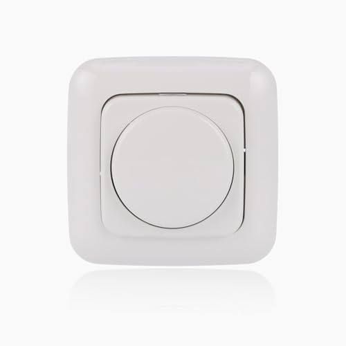 BUSCH-JÄGER, LED-Drehdimmer (LED Dimmer) 6523 U-102 (6523U 102) 6523U102 mit Zentralscheibe 2115-214 in Reflex Si alpinweiß von EBROM's BJ Sets