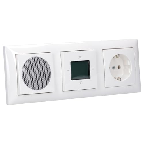 Busch Jäger Unterputz UP WLAN iNet Internetradio 8216 U (8216U) alpinweiß Komplett-Set Balance SI Lautsprecher + 20EUC-914 Steckdose + Radioeinheit + 3 fach Rahmen von EBROM's BJ Sets