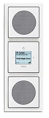 Busch-Jaeger (Original) Unterputz WLAN iNet Internet Radio 8216 U (8216U) Komplett-Set Stil: Future Linear Studioweiß 2 x Lautsprecher + Radioeinheit + Abdeckungen + 3 Fach Rahmen von EBROM's BJ Sets