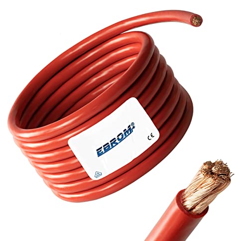 3 Meter Batteriekabel ROT H07V-K 25 mm² - Batterie Kabel - 99,9% OFC Kupfer - 3 m (3M) 25mm2 von EBROM