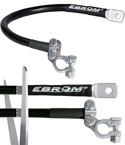 EBROM Batteriekabel Massekabel mit Polklemme (-) Anschluss links 50 mm² schwarz, fertig konfektioniert, 30 cm bis 2 m, Ringösen/Kabelschuhe M6/M8/M10/M12/ohne, Ihre Auswahl: 50 mm2-200 cm Schuh M10 von EBROM