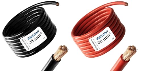 EBROM Batteriekabel auf den Meter genau! ROT (+) SCHWARZ (-) als Kombi 2,5/4 / 6/10 / 16/25 / 35/50 oder 70 mm² Batterie Kabel 99,9% OFC Kupfer – Ihre Auswahl: 7 Meter 35 mm2 rot + schwarz von EBROM