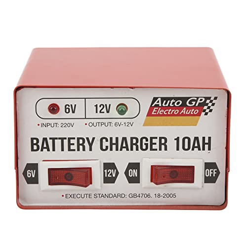 Autobatterie-Ladegerät Metall-Auto-Smart-Ladegerät Schnellladegerät Reparaturmaschine 6V 12V Einstellbarer Roter EU-Stecker 110-220V Universelles Autozubehör von EBTOOLS