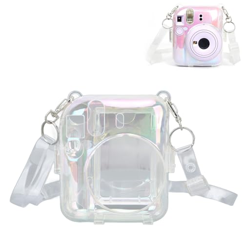 EBTOOLS Transparente Schutzhülle für Instax Mini 12, transparente, bunte Kameratasche mit abnehmbarem, verstellbarem Schultergurt, niedliche Kameratasche von EBTOOLS