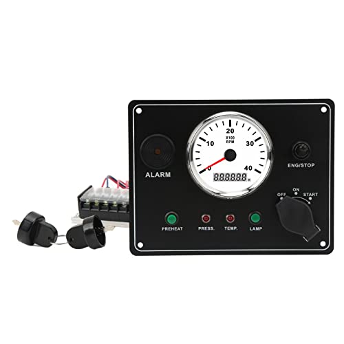 Multifunktional Boat Engine Tachometer Panel 4000 U/Min IP67 mit Alarmen und Einfache Installation für Meeres-, Generator- und Landwirtschaftliche Gebrauch (24V) von EBTOOLS